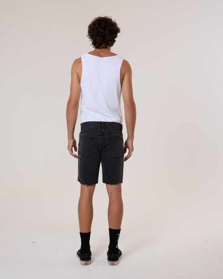 Thrills Bones Denim Short - Ash Black