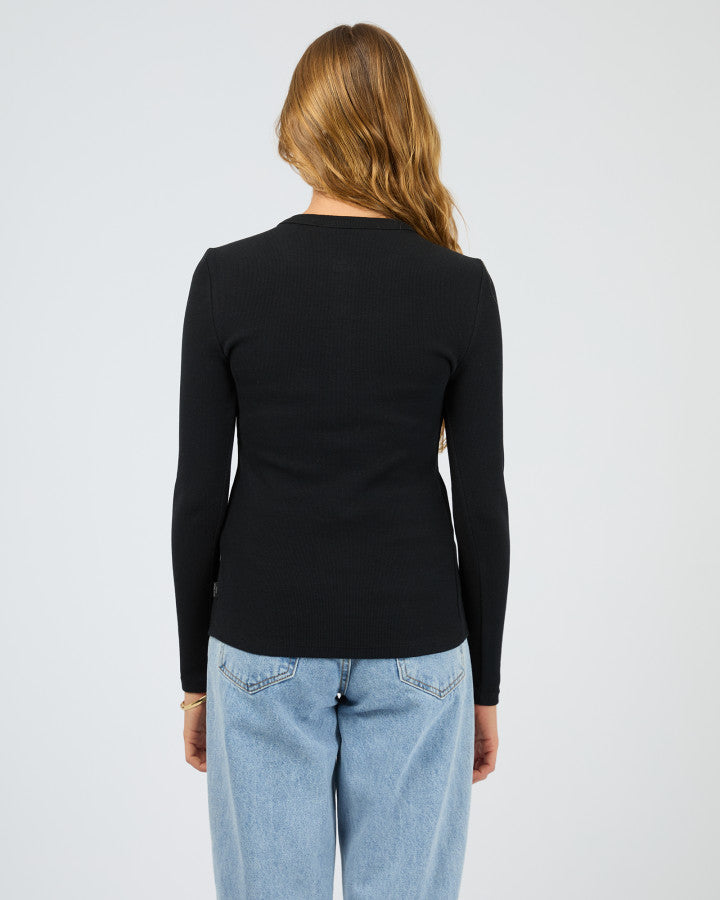 Silent Theory Button Up Long Sleeve Tee Black