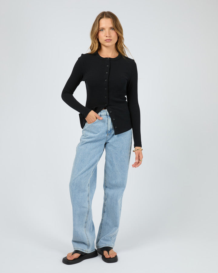 Silent Theory Button Up Long Sleeve Tee Black