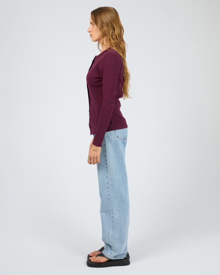 Silent Theory Button Up Long Sleeve Tee Cherry