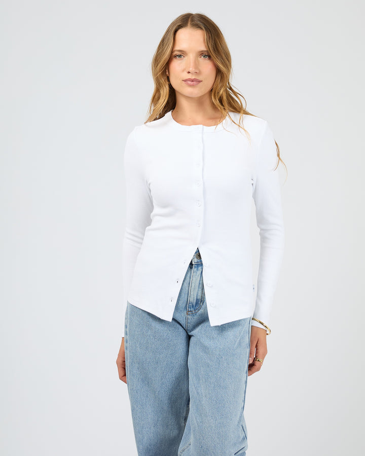 Silent Theory Button Up Long Sleeve Tee White