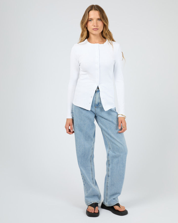 Silent Theory Button Up Long Sleeve Tee White