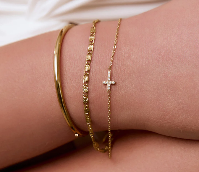 Arms of Eve Cross Charm Bracelet - Stone