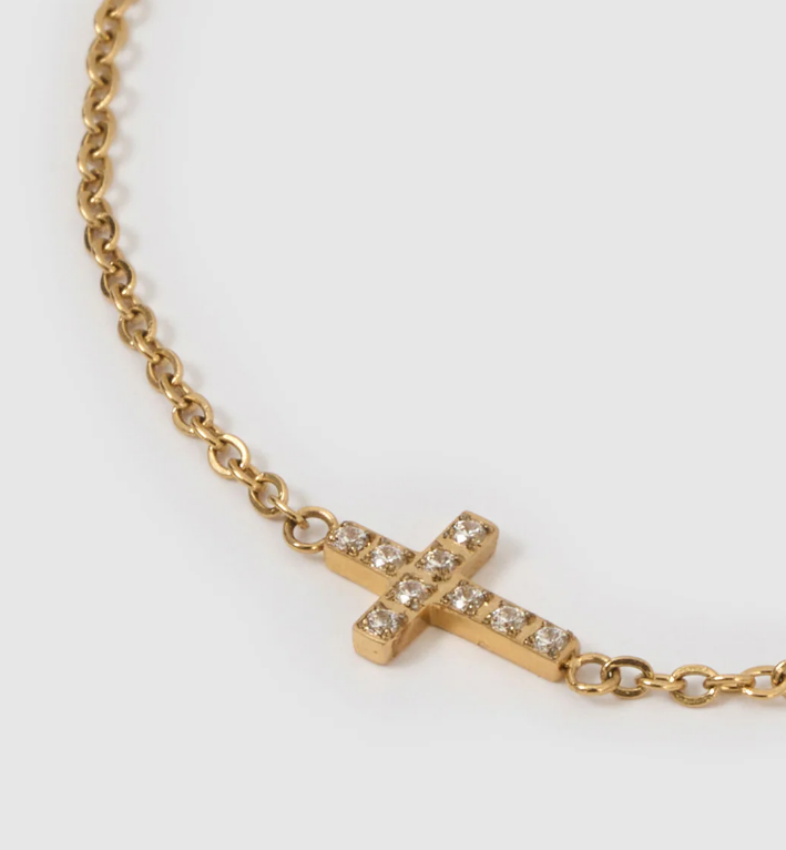 Arms of Eve Cross Charm Bracelet - Stone