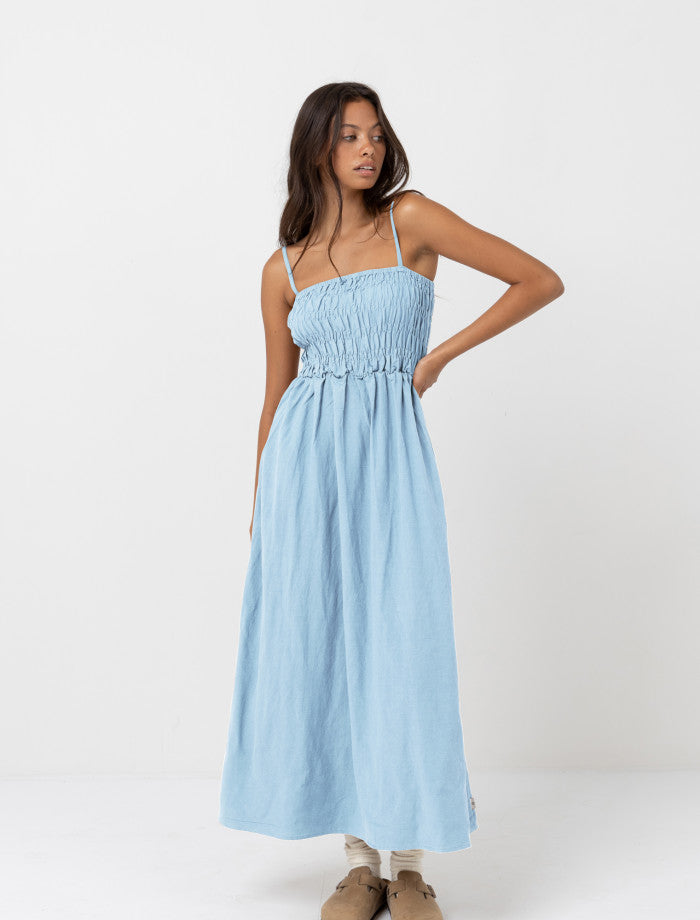 Rhythm Classic Shirred Midi Dress