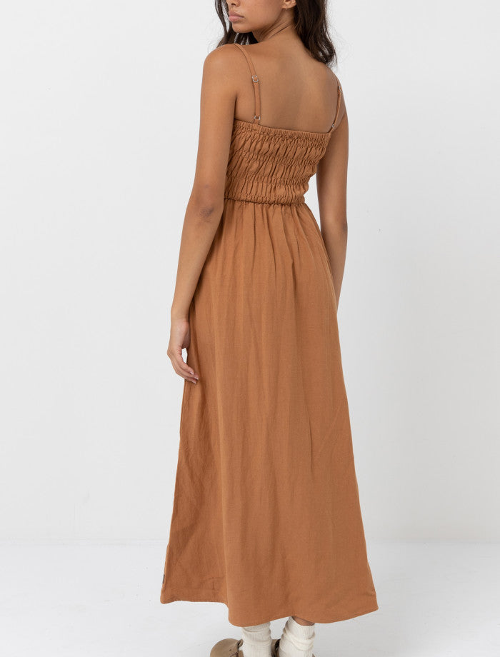Rhythm Classic Shirred Midi Dress