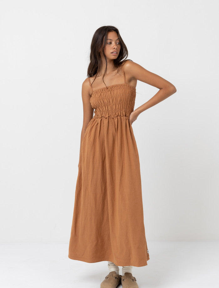 Rhythm Classic Shirred Midi Dress