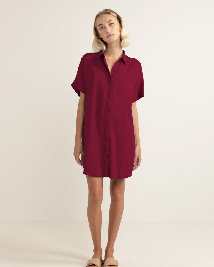 Rhythm Classic Shirt Dress Sangria