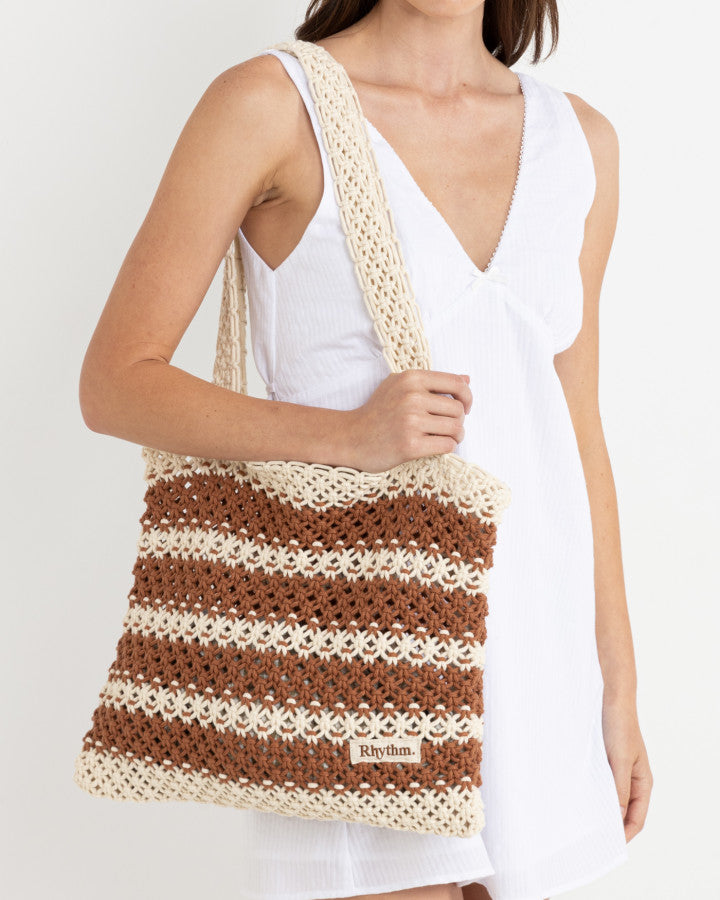 Rhythm Cove Stripe Crochet Tote Bag