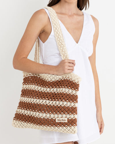 Rhythm Cove Stripe Crochet Tote Bag