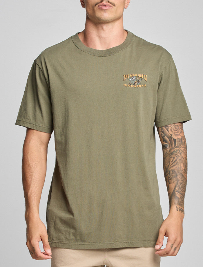 The Mad Hueys Drop Bear | Ss Tee - Olive