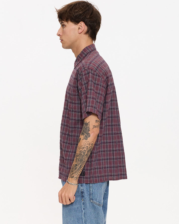 Thrills Excitement Excitement Check Short Sleeve Cropped Shirt