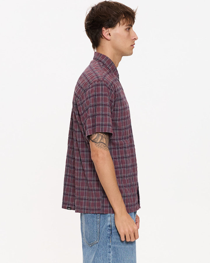 Thrills Excitement Excitement Check Short Sleeve Cropped Shirt