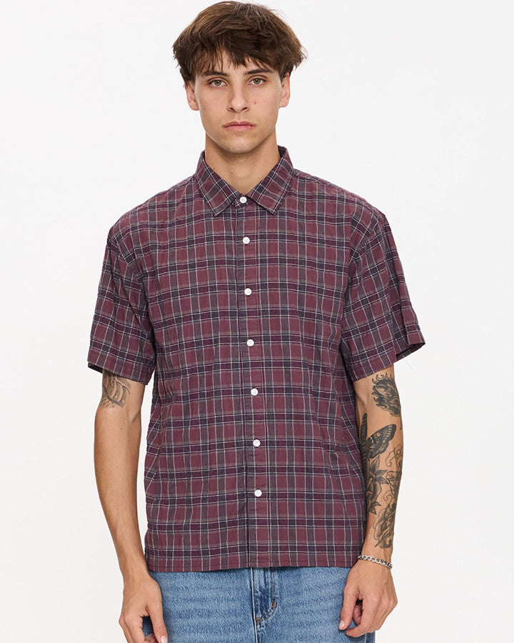 Thrills Excitement Excitement Check Short Sleeve Cropped Shirt