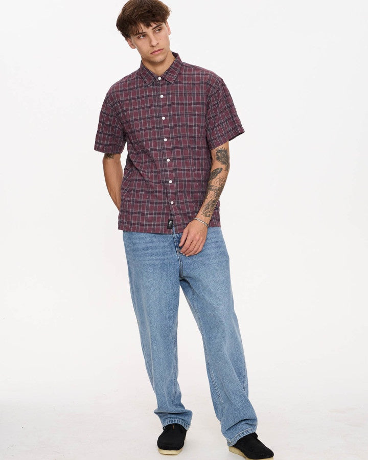 Thrills Excitement Excitement Check Short Sleeve Cropped Shirt