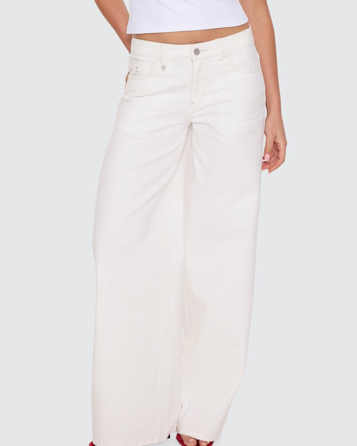 Thrills Hunter Low Rise Wide Jean - White