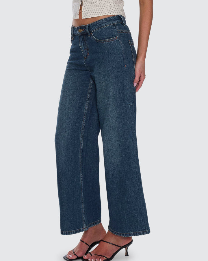 Thrills Hunter Low Rise Wide Jean - Teal Blue