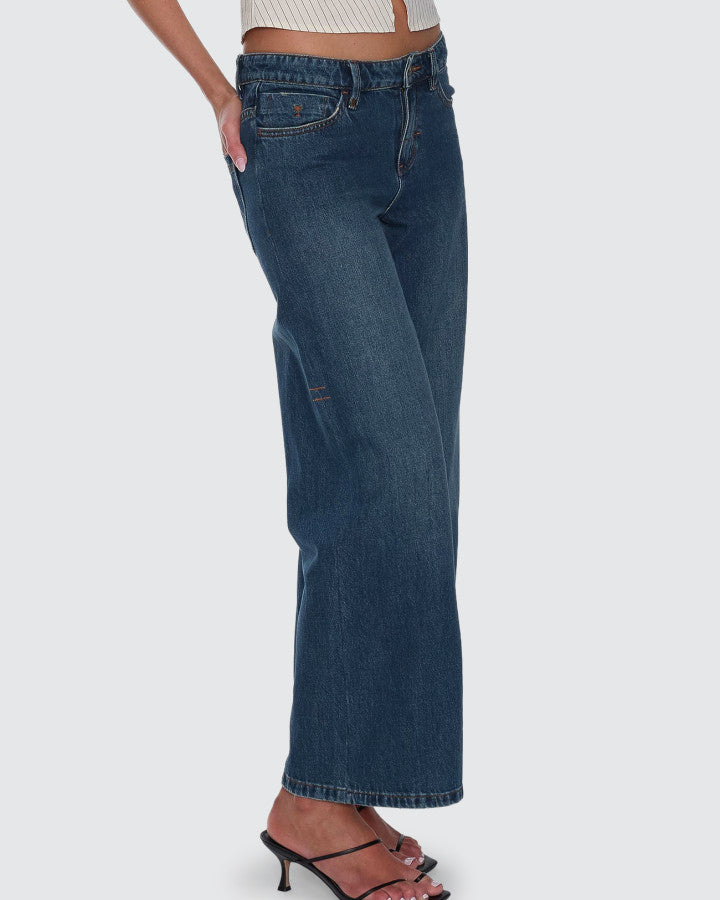 Thrills Hunter Low Rise Wide Jean - Teal Blue