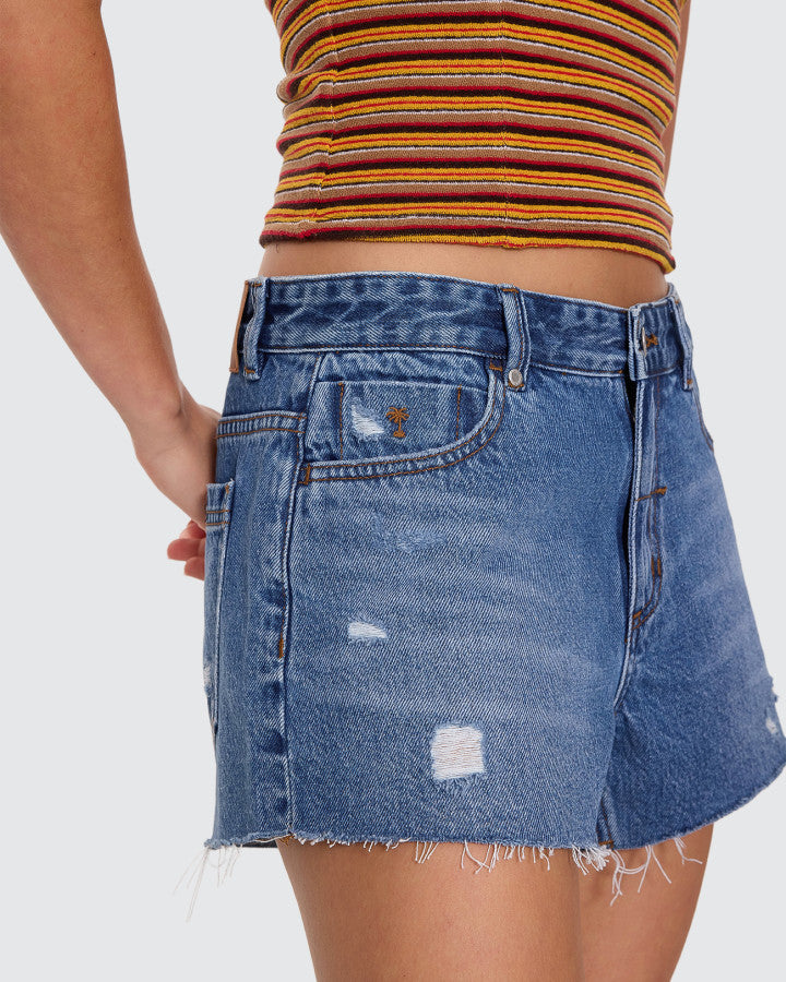 Thrills Lola Low Rise Short - Rise Blue Distressed