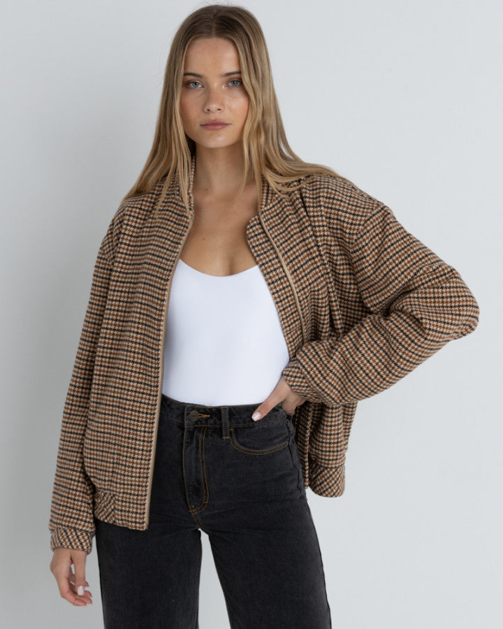 Rhythm Luca Oversized Check Bomber Jacket