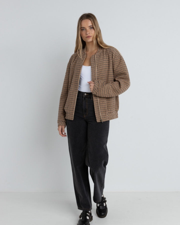Rhythm Luca Oversized Check Bomber Jacket