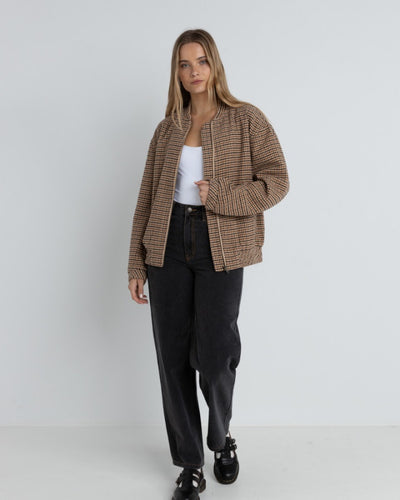 Rhythm Luca Oversized Check Bomber Jacket