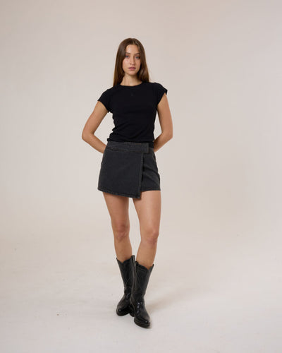 Thrills Night Shift Wrap Mini Skirt