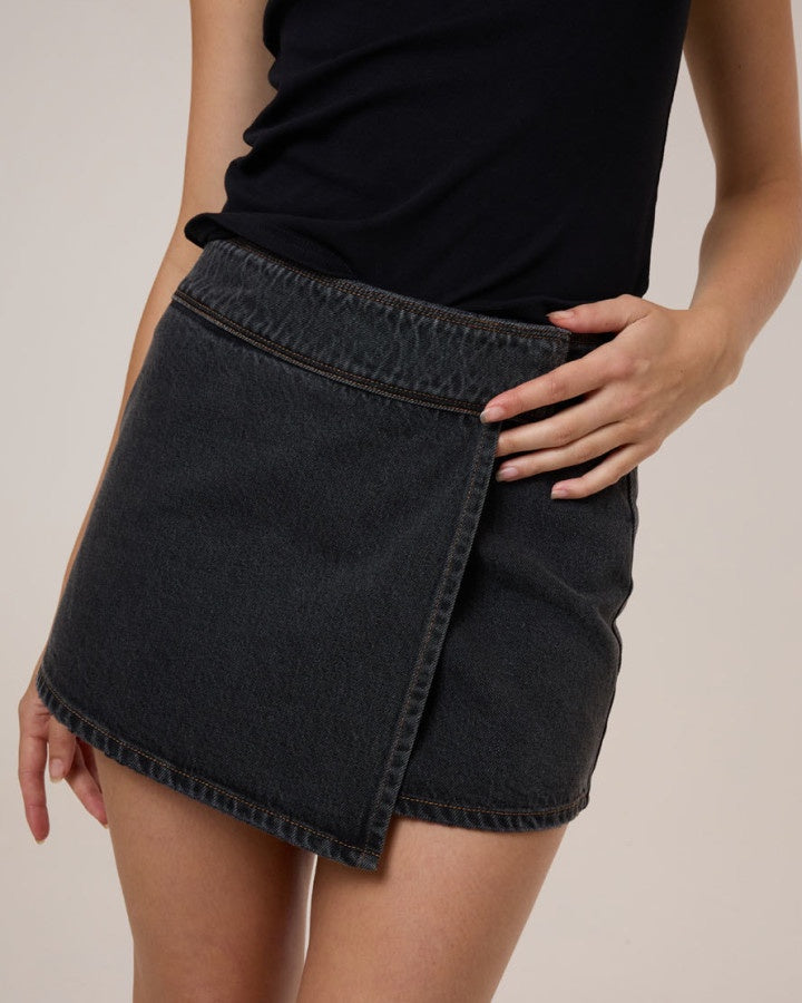 Thrills Night Shift Wrap Mini Skirt
