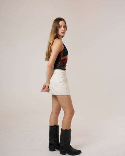 Thrills Night Shift Wrap Mini Skirt-Heritage White