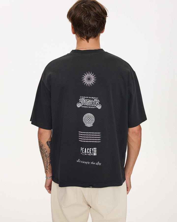 Thrills Peace Power Embro Box Fit Oversize Cropped Tee