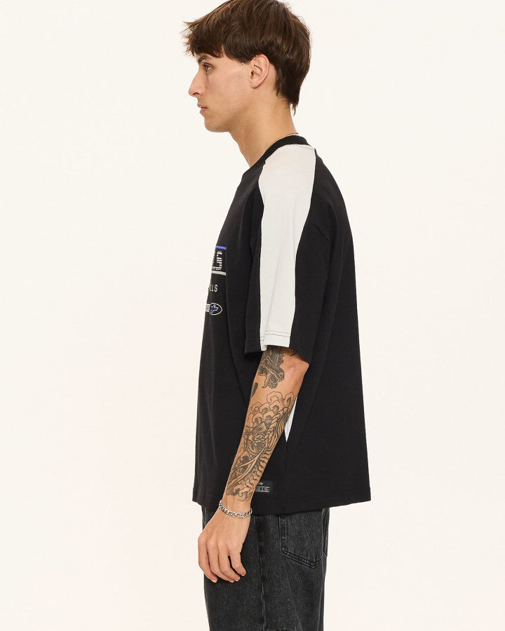 Thrills Rapid Fire Panel Box Fit Oversize Cropped Tee - Black