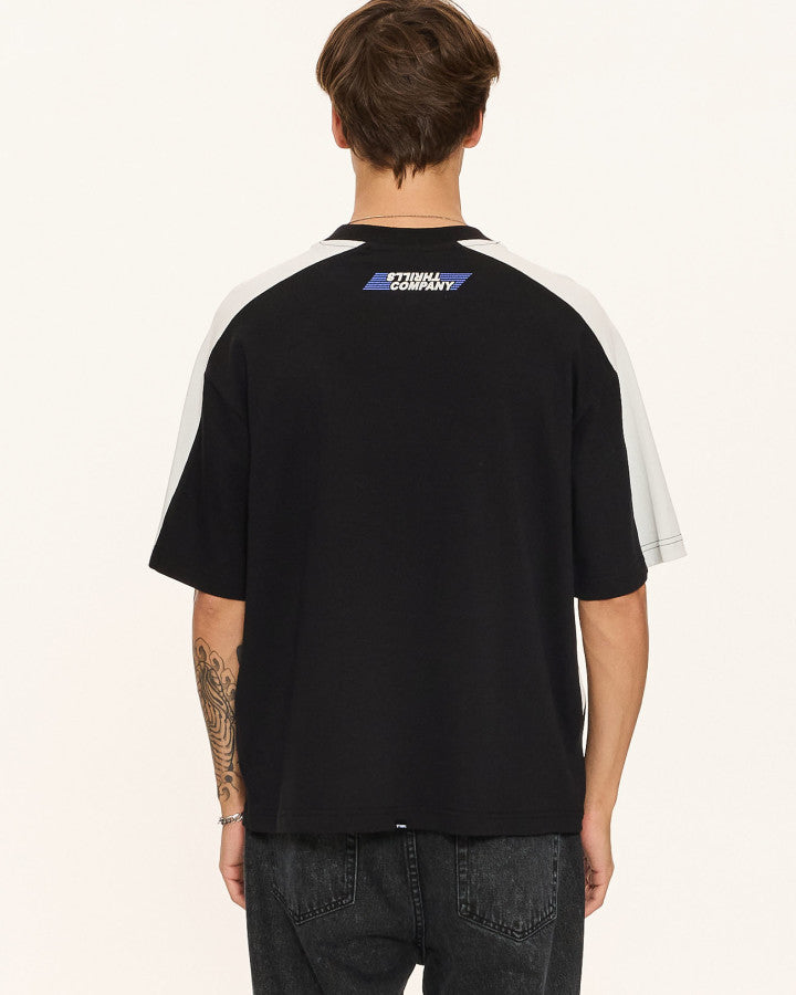 Thrills Rapid Fire Panel Box Fit Oversize Cropped Tee - Black
