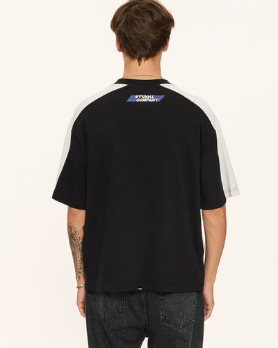 Thrills Rapid Fire Panel Box Fit Oversize Cropped Tee - Black