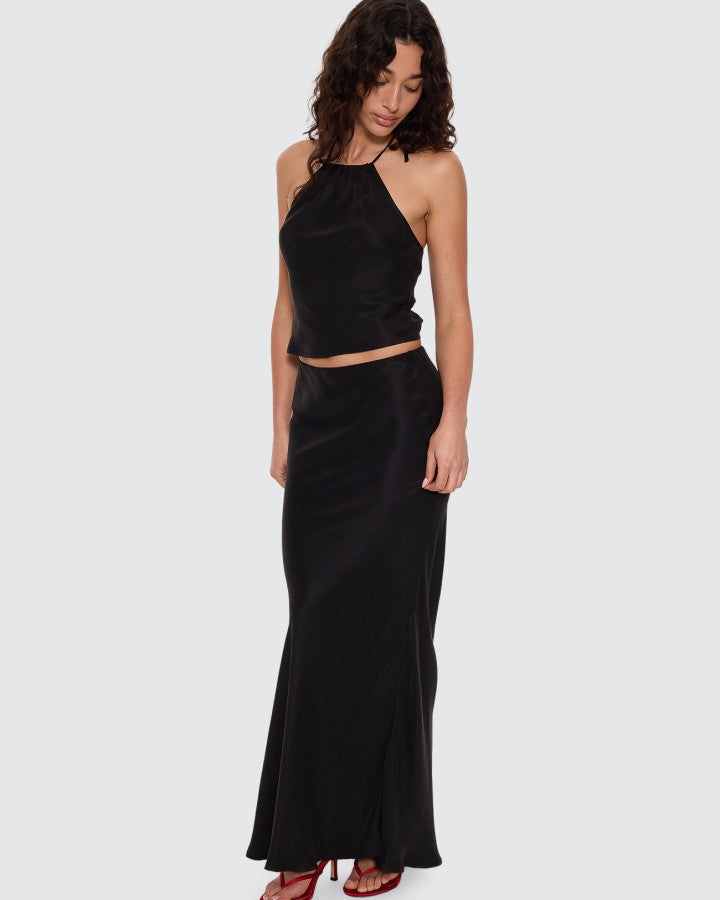 Thrills Rhea Scarf Halter Top - Black