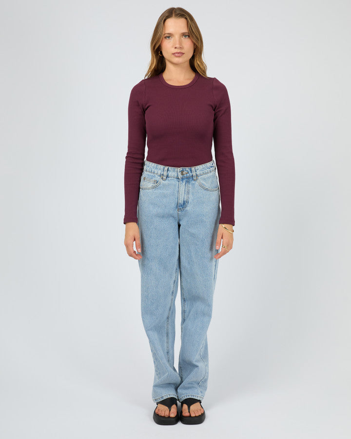 Silent Theory Rib Long Sleeve Tee Cherry