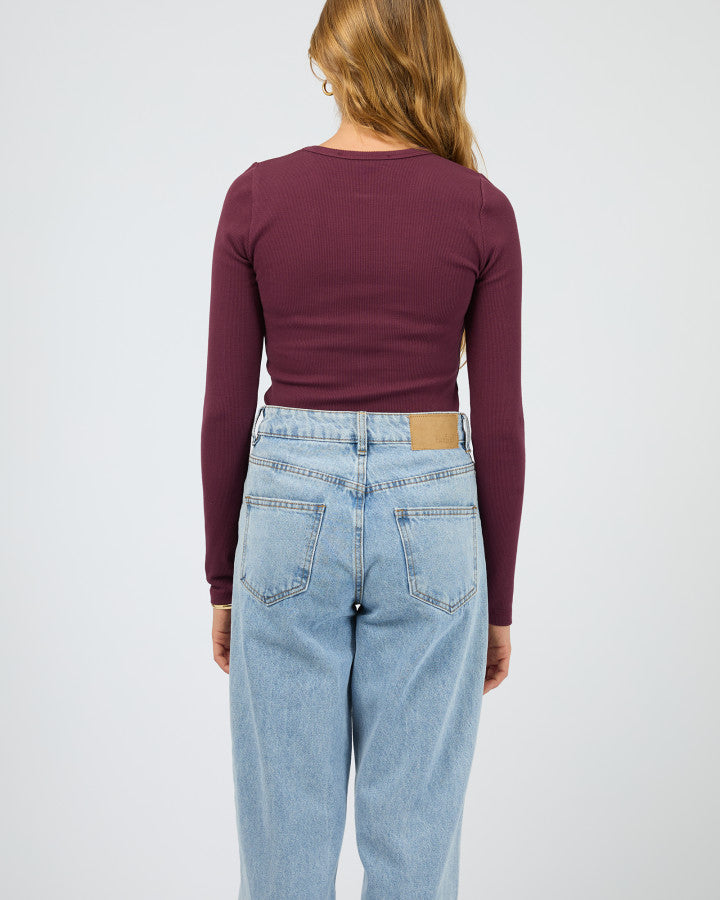 Silent Theory Rib Long Sleeve Tee Cherry