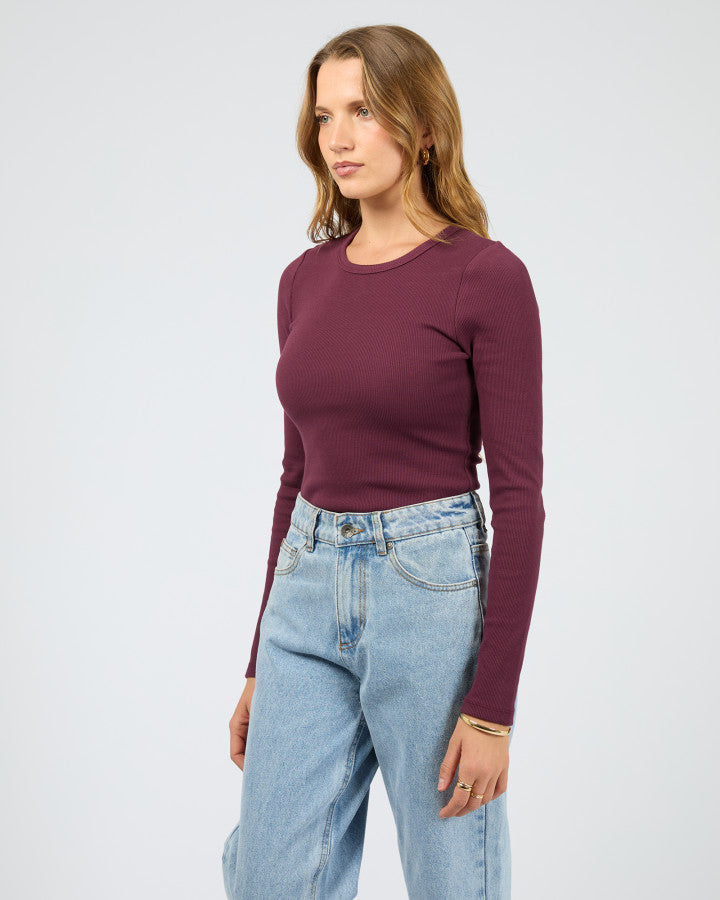 Silent Theory Rib Long Sleeve Tee Cherry