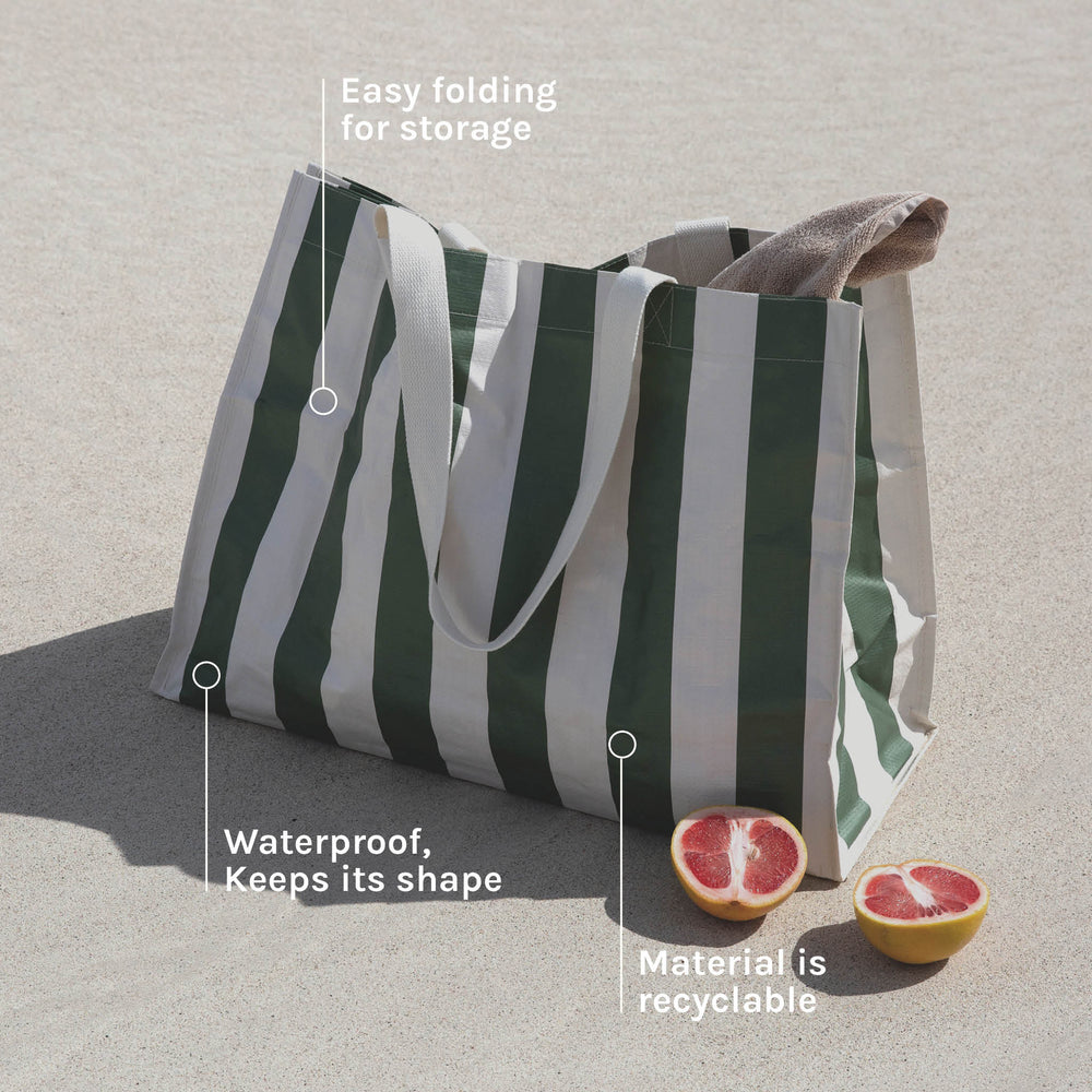 Sunnylife Carryall Beach Bag The Vacay Olive Stripe