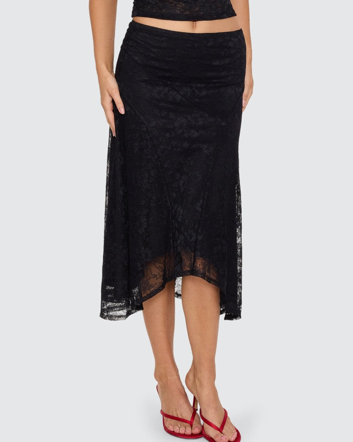 Thrills Sienna Lace Midi Skirt - Black