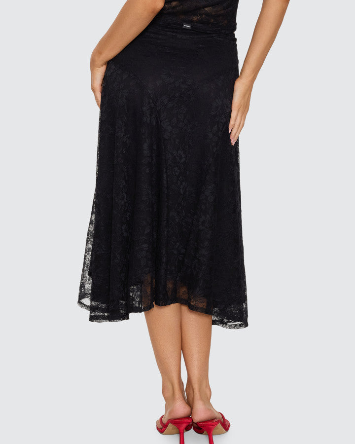 Thrills Sienna Lace Midi Skirt - Black
