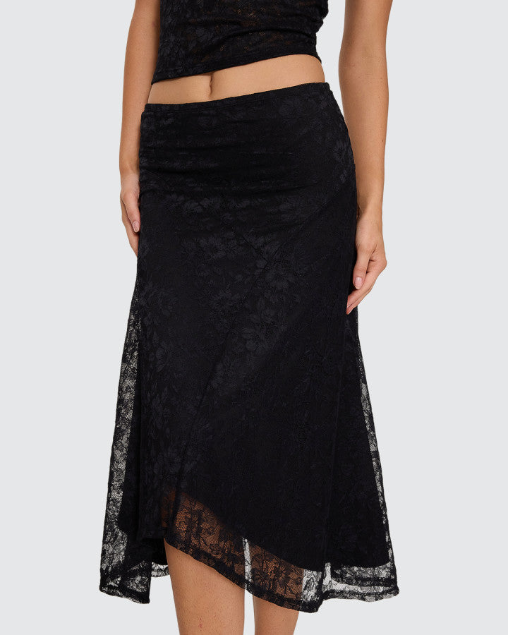 Thrills Sienna Lace Midi Skirt - Black