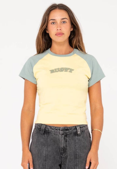 Rusty Mid Term Raglan Short Sleeve Skimmer Tee