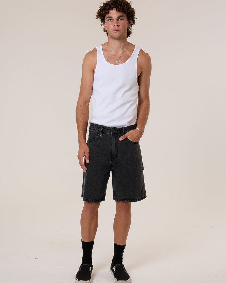 Thrills Slacker Denim Short - Ash Black