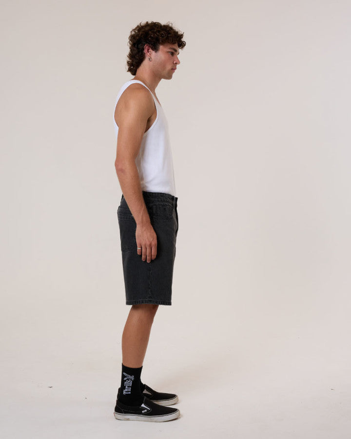 Thrills Slacker Denim Short - Ash Black
