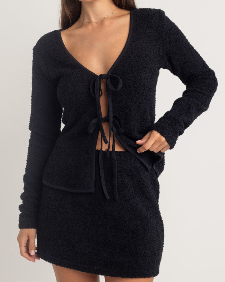 Rhythm Sofia Boucle Long Sleeve Tie Front Top