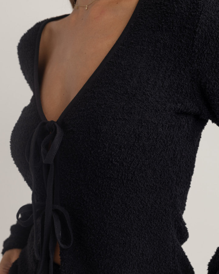 Rhythm Sofia Boucle Long Sleeve Tie Front Top