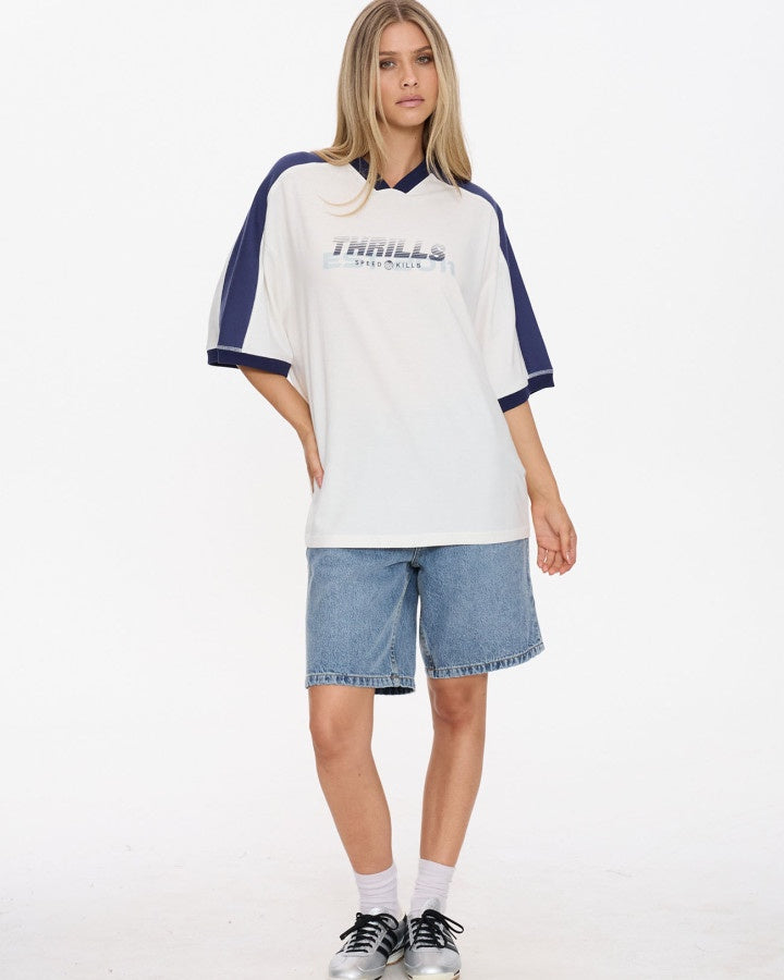Thrills Speed Kills V-Neck Oversized Tee