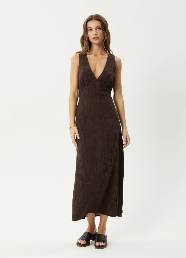 Afends Focus Seersucker Maxi Dress