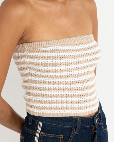 Rhythm Stripe Strapless Knit Top