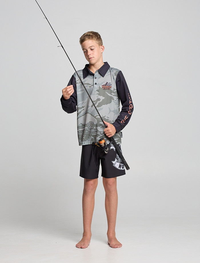 The Mad Hueys The Island Captain | Youth Upf 50+ Fishing Jersey - Faded Dust